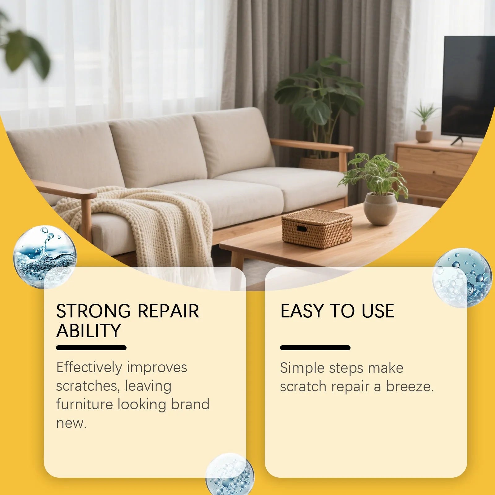 100ml wooden furniture scratch care agent bottle with 20x20cm microfiber towel for surface maintenance