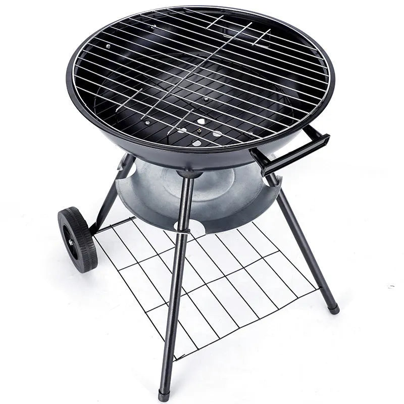 14-inch portable barbecue oven with iron apple stove design on grass