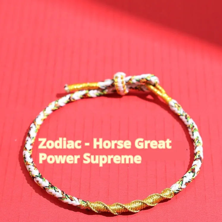Hand-woven eight-strand guard strap bracelet in zodiac-themed colours with national tide style design