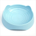 Blue ceramic dog slow feeder bowl with maze pattern for large breed dogs.
