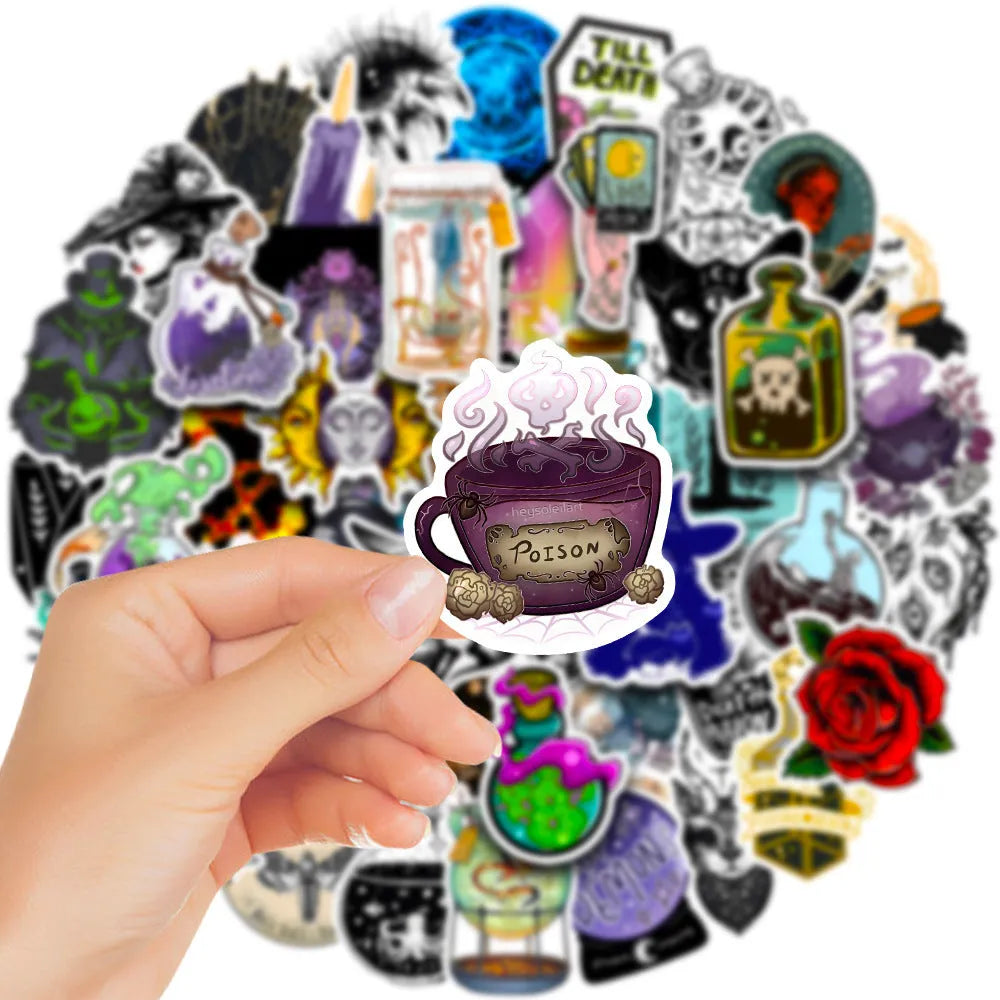50 colourful PVC waterproof stickers with glossy surface for laptops and smooth surfaces