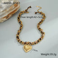 Stainless steel leopard love pendant necklace with 18K gold electroplating on adjustable chain
