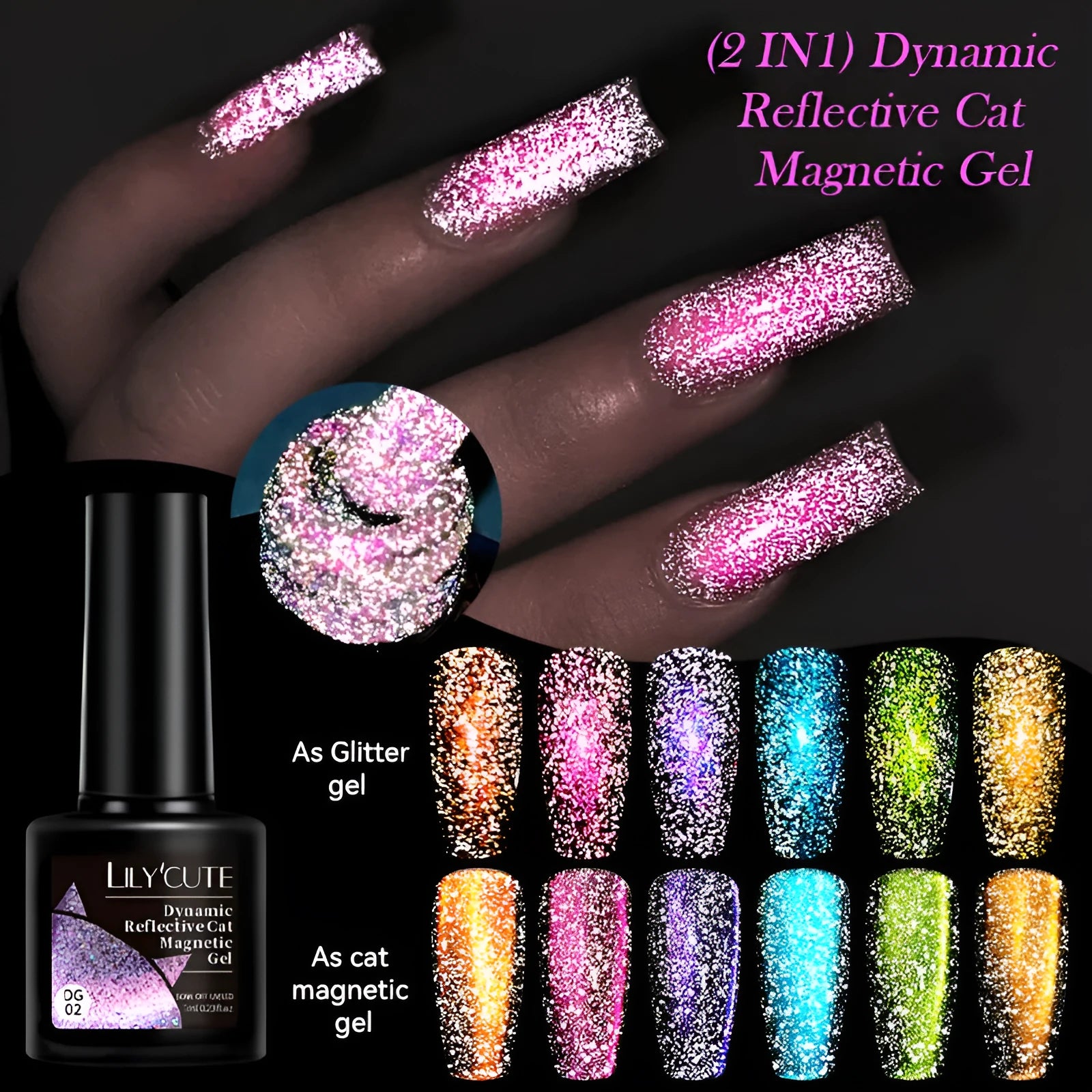 Diamond In The Debris cat eye nail polish gel bottle showing diamond fragment and glitter inclusions
