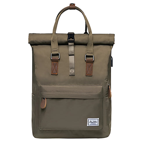 Polyester casual backpack showing computer pocket and zipper organisation in black colour