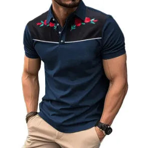 Men's short sleeve polo shirt in picture colour featuring mesh fabric and zipper decorations for sports use