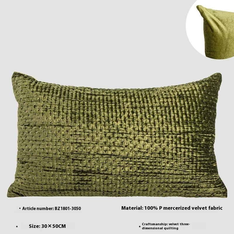 Chinese antique style quilted cushion pillow with mercerised velvet fabric in green, red, mocha, or orange colours