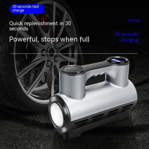 12V portable car air pump with digital display, ABS housing, and air nozzles for tire inflation