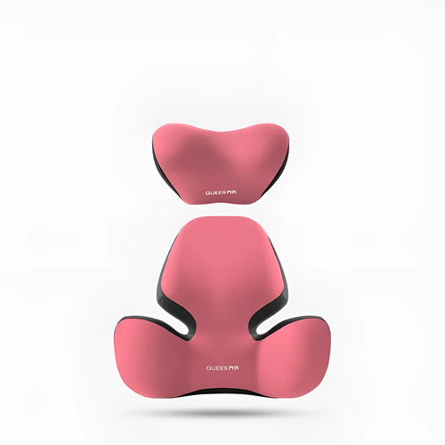 Automotive memory foam support cushion showing headrest and lumbar pillow options in grey colour