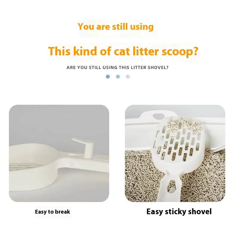 Black metal cat litter scoop with narrow tines for sifting clumping litter.