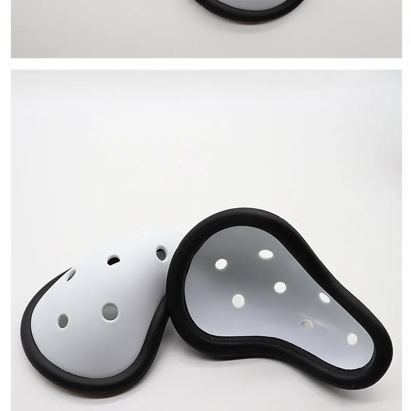 Rubber sports genital protector for adult and child sizes used in hockey, rugby, boxing and martial arts
