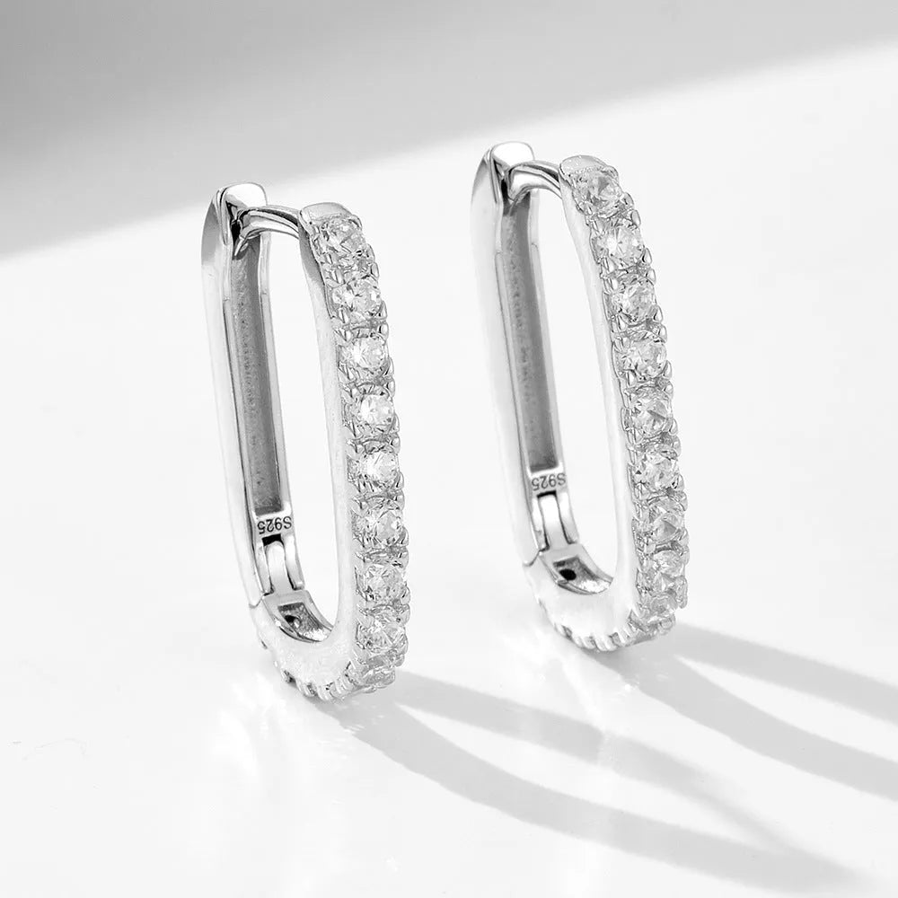 S925 sterling silver oval zircon ear clip earrings for women in yellow and white.