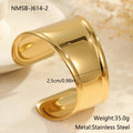 Gold plated stainless steel wide bracelet for women with geometric wave design and niche opening clasp