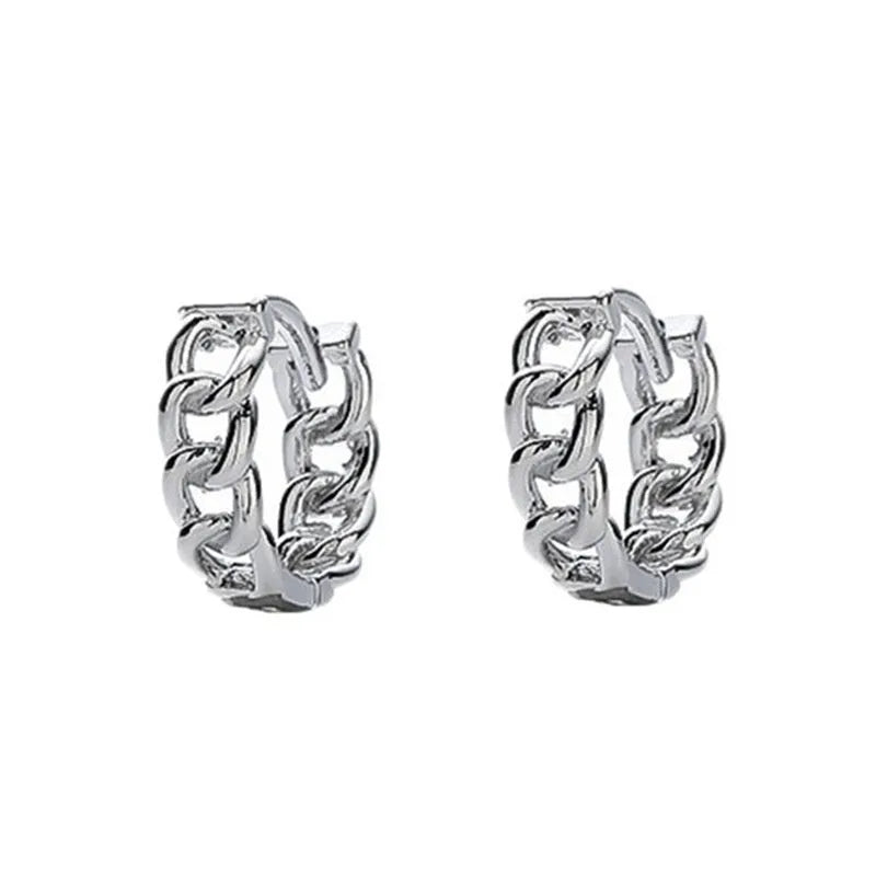 Men's copper geometric hip hop earrings in 10mm and 14mm sizes showing single and pair options