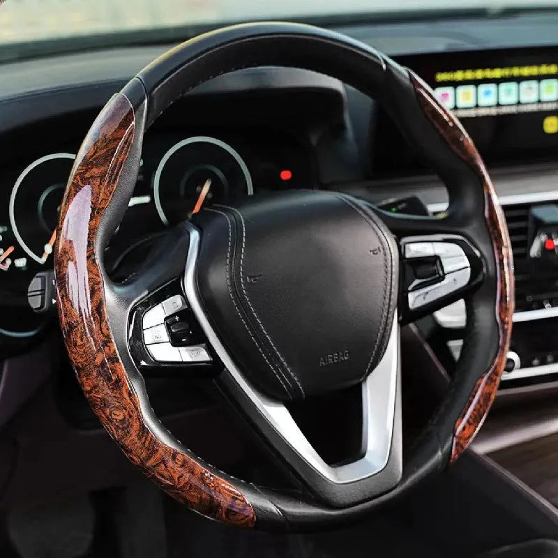 Synthetic leather steering wheel sleeve in sports style for 38cm diameter wheels