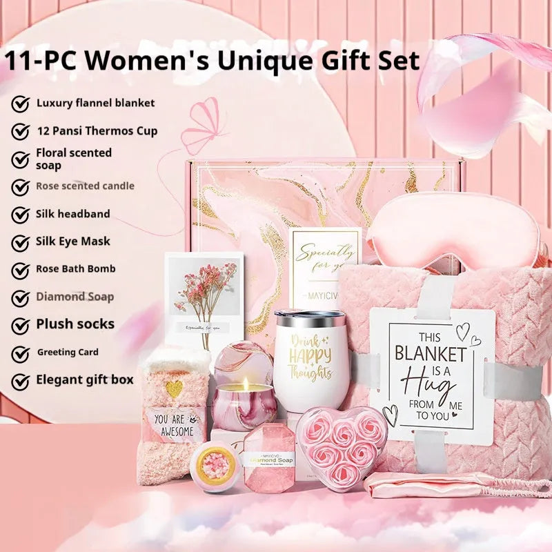 Aromatherapy candle soap bath gift set in modern plastic packaging measuring 27x23x13cm