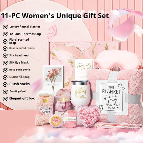 Aromatherapy candle soap bath gift set in modern plastic packaging measuring 27x23x13cm