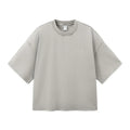 Men's cotton washed-out vintage t-shirt in khaki light showing drop-shoulder sleeve and loose fit