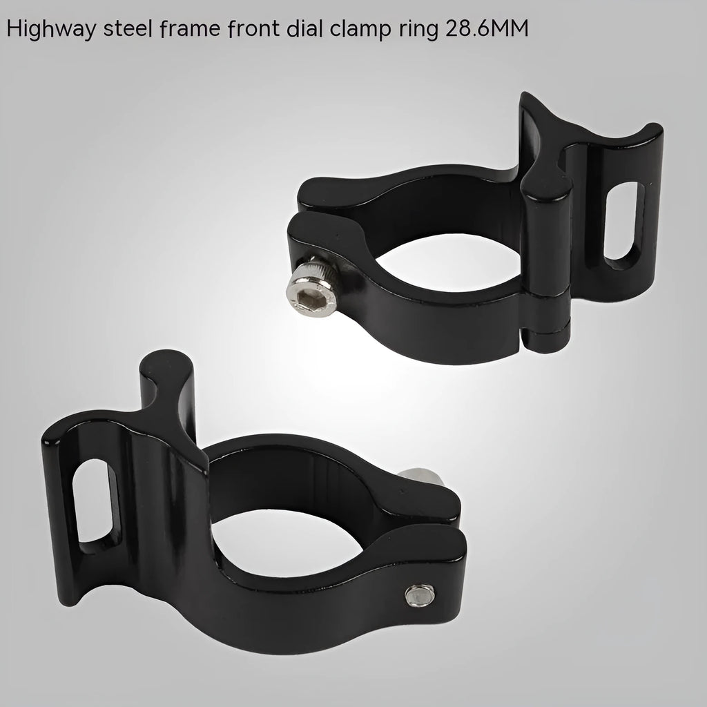 Black aluminium alloy vehicle clamp ring with 28.6mm diameter and steel frame construction