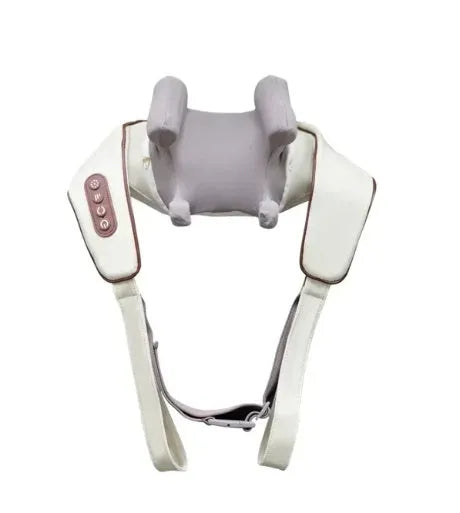 Creamy white rechargeable shoulder and neck massager with 7.4V motor