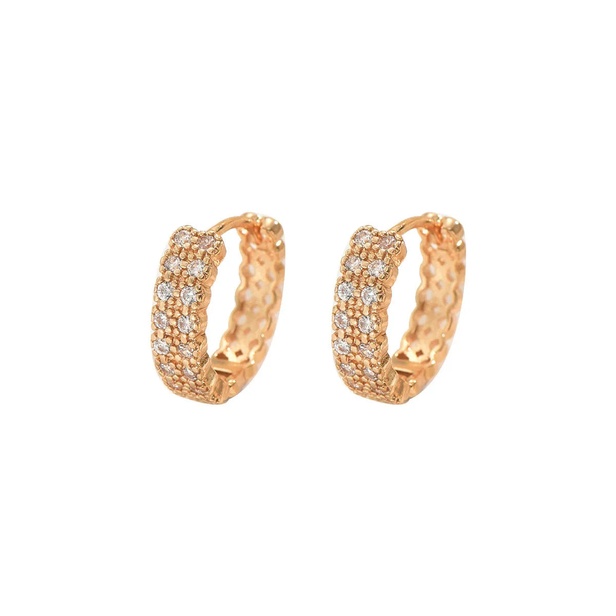 Copper geometry pattern ear studs with round dot ring elements in European American style