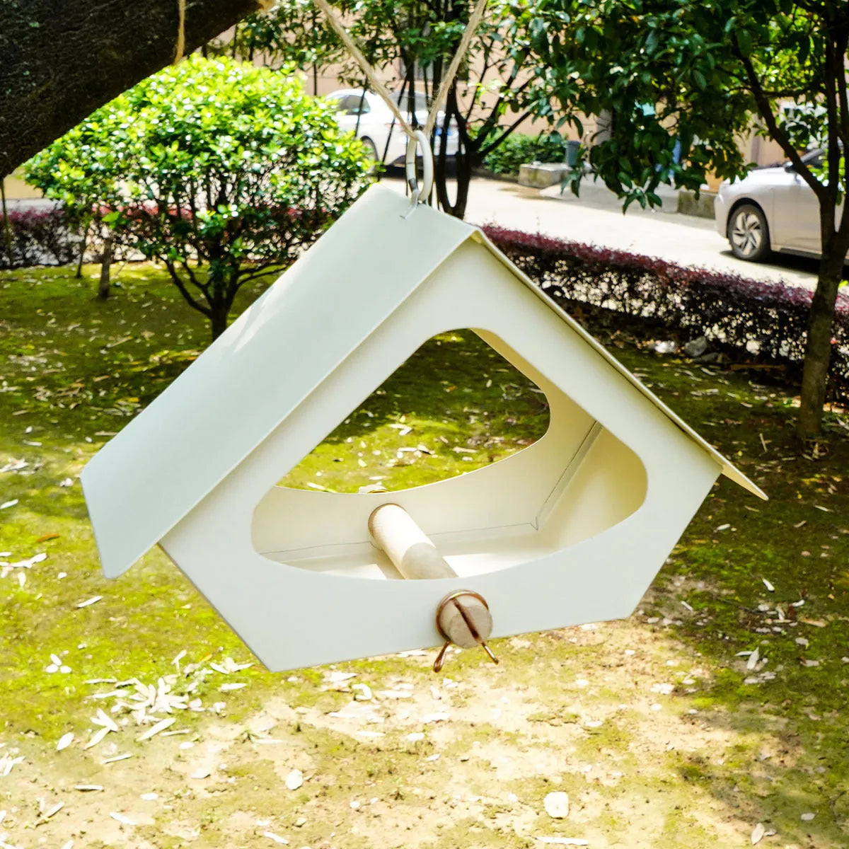 Modern simple iron bird nest birdhouse in grey or brown for outdoor garden decoration