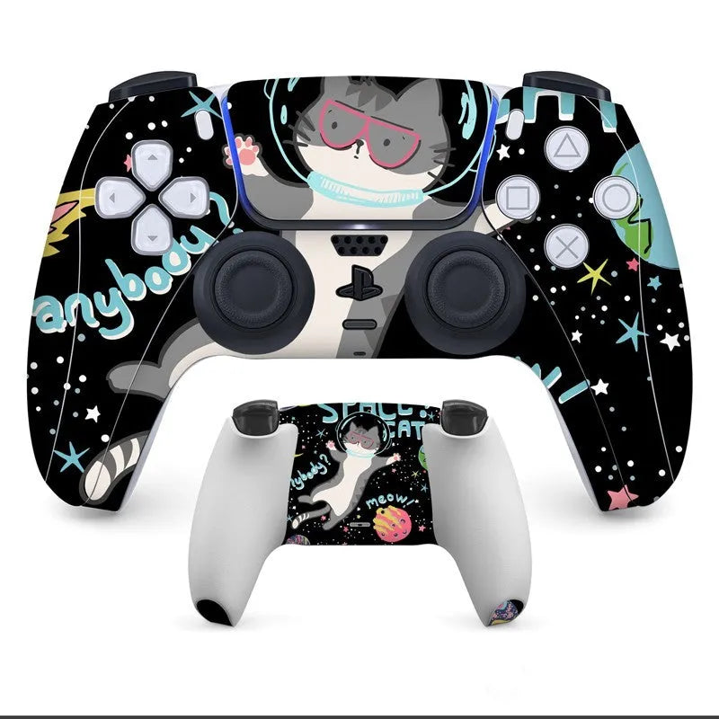 Set of PS5 controller handle stickers in micro-frosted PVC, showing front and back pieces for scratch protection.