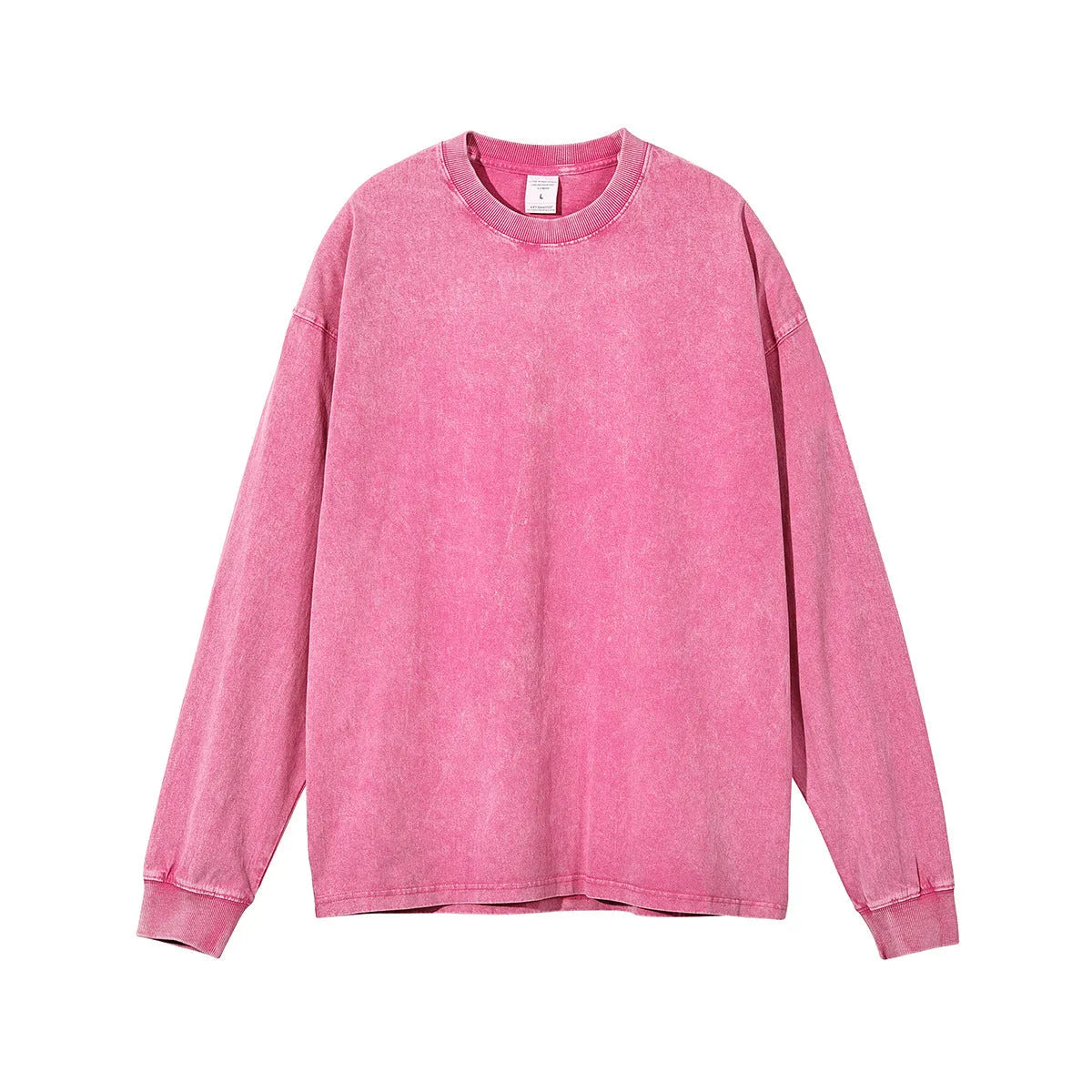 Men's vintage washed batik cotton long sleeve loose pullover tee shirt