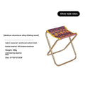 Black aluminium alloy folding stool in folded and unfolded positions