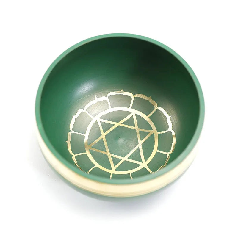 Handmade colourful Himalayan singing bowl meditation instrument with mallet