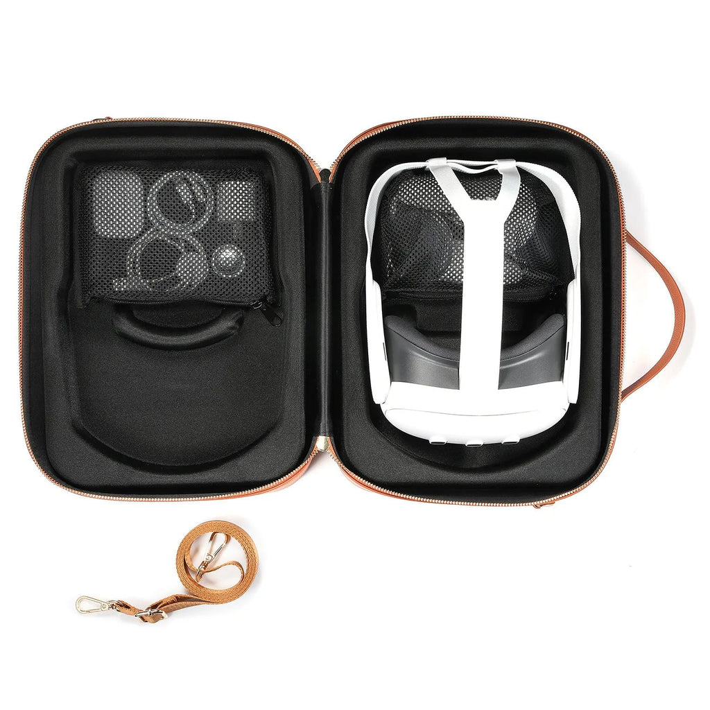 Black superfiber storage box for Apple Vision Pro mixed reality headset with dimensions 32.5 x 24.5 x 11.5 cm