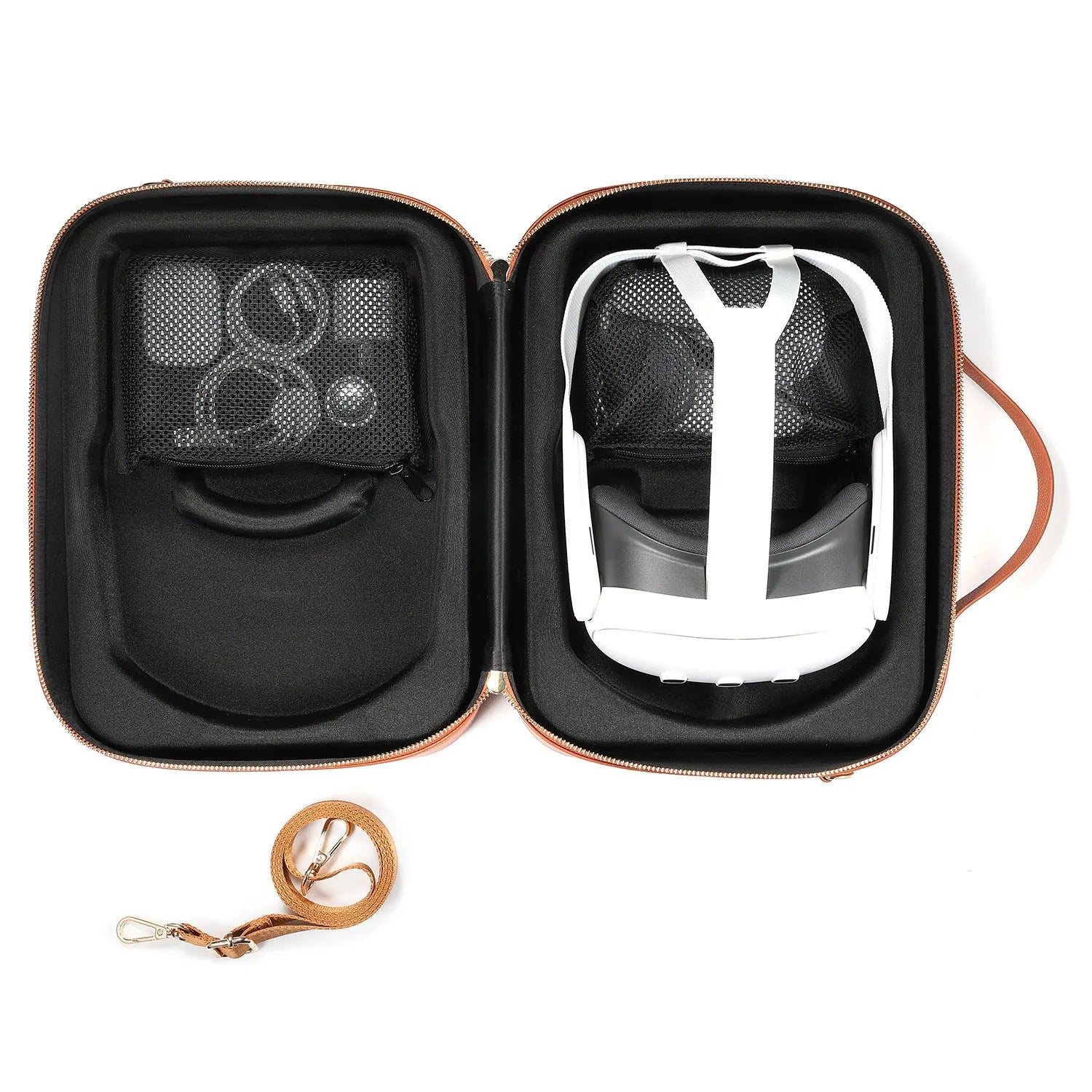 Black superfiber storage box for Apple Vision Pro mixed reality headset with dimensions 32.5 x 24.5 x 11.5 cm