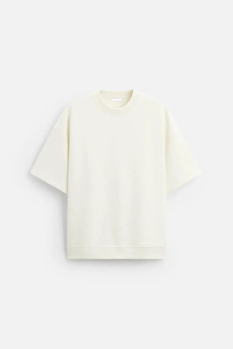 Loose fit short sleeve shirt and matching shorts set in polyester double-sided cloth texture
