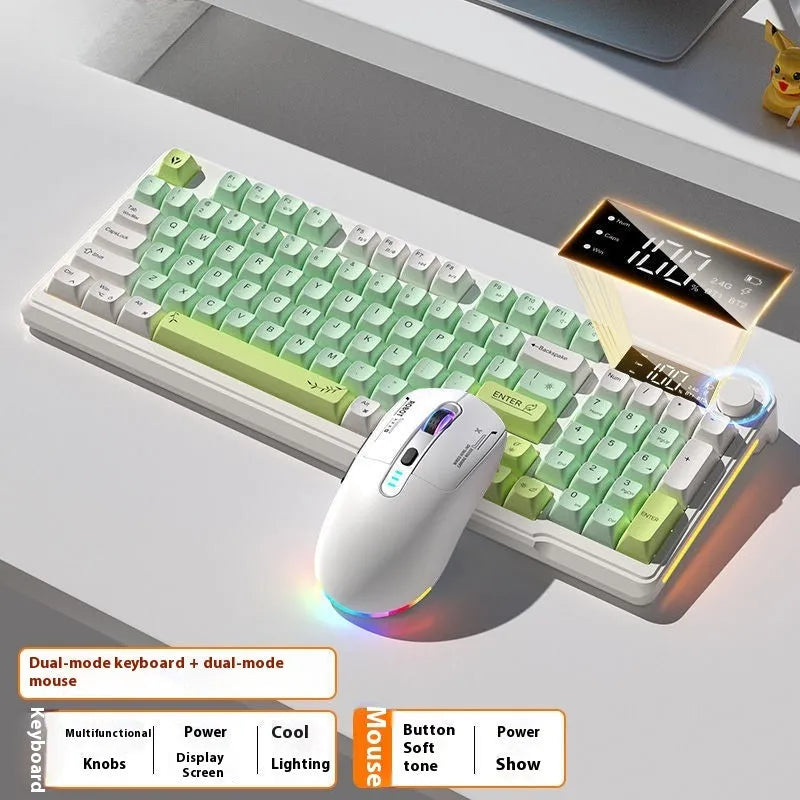 Wireless Bluetooth keyboard and mouse combo in blue white colour with compact design and ball-shaped keycaps
