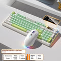Wireless Bluetooth keyboard and mouse combo in blue white colour with compact design and ball-shaped keycaps