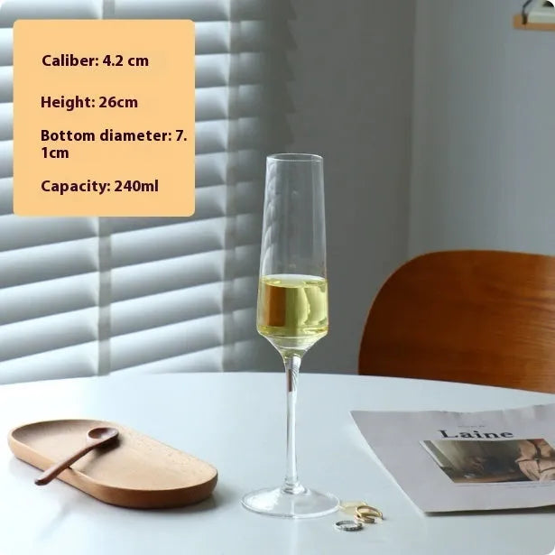 French champagne glass with goblet shape in crystal design variations