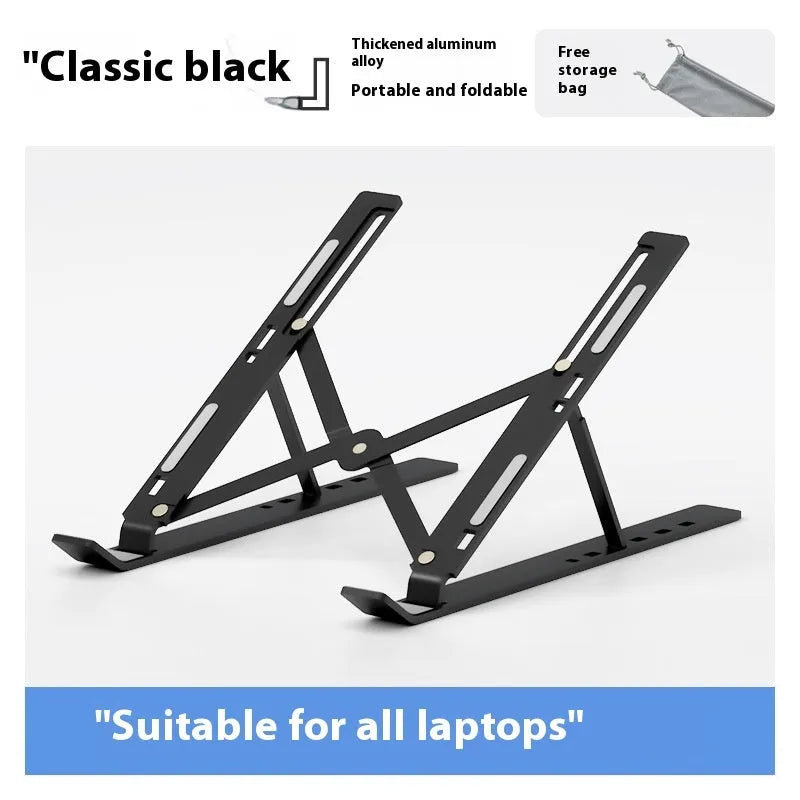 Aluminium laptop stand in silver finish supporting a laptop with improved airflow space