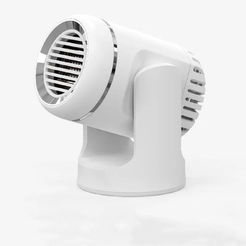 Black and white 12V car heater with dual hot cold settings for vehicle defrosting and warming
