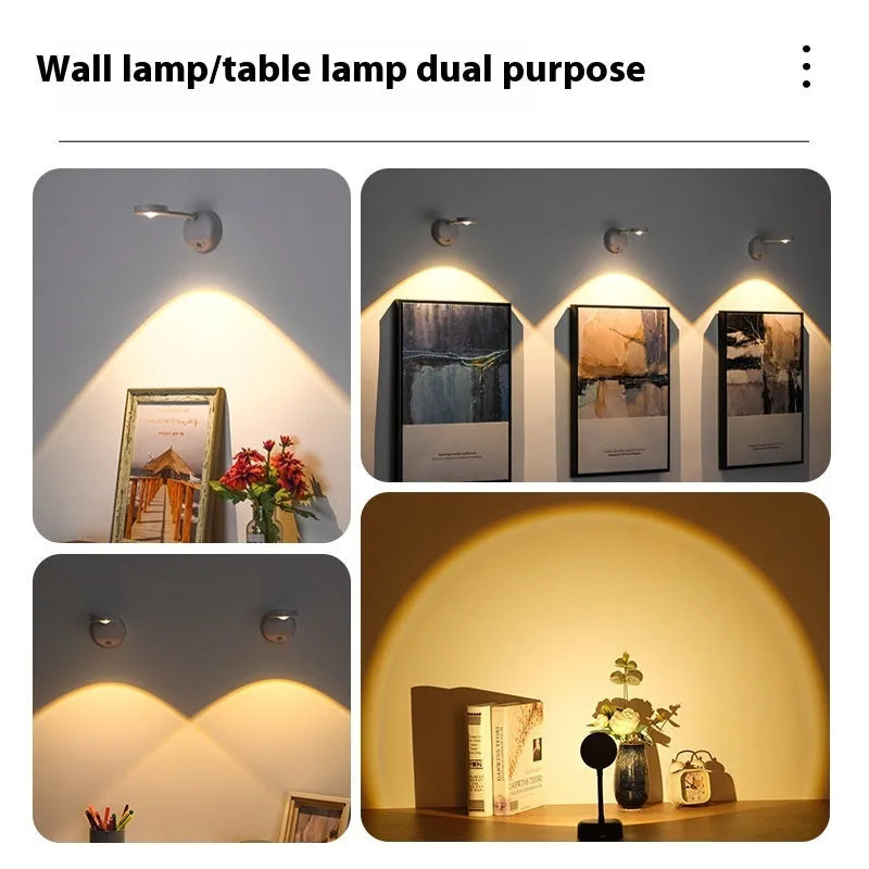 Geometric rechargeable wall spotlight with wireless remote control on indoor wall