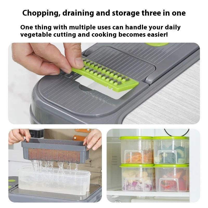 Stainless steel cutting board with shredder and wire cutter, 43x13.5x30cm, compact kitchen tool