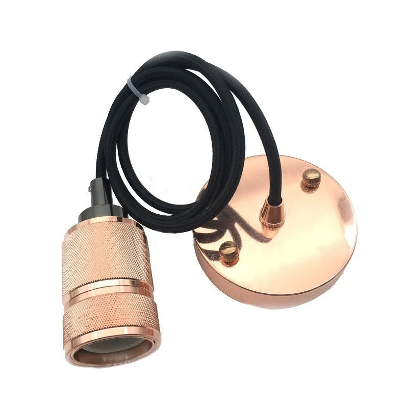 Retro DIY chandelier ceiling light in chrome, gold, rose gold, or shiny black with braided cord