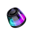 Portable wireless Bluetooth speaker with magnetic base and ambient lighting in black or white colour