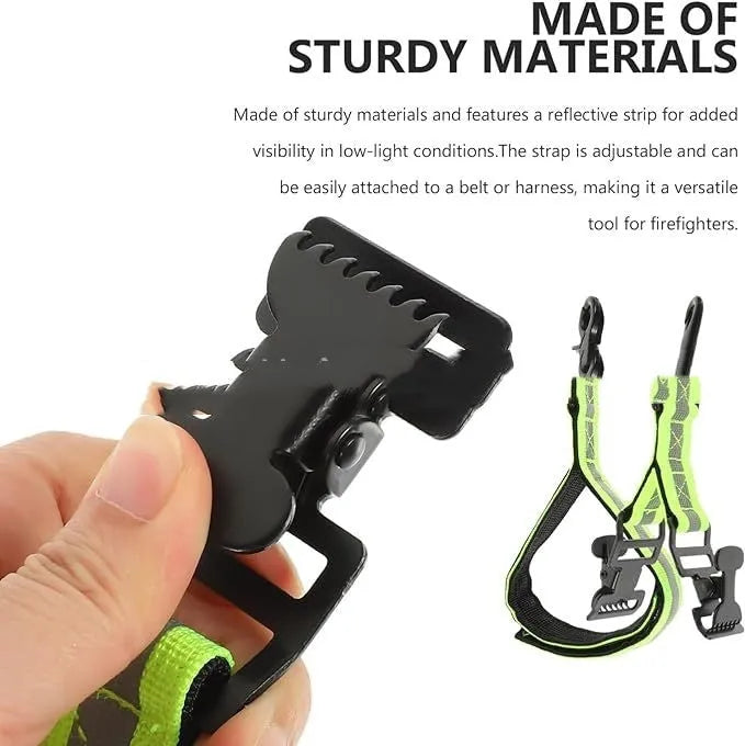 Fluorescent green fireman gloves safety clamp with metal buckle and reflective tape