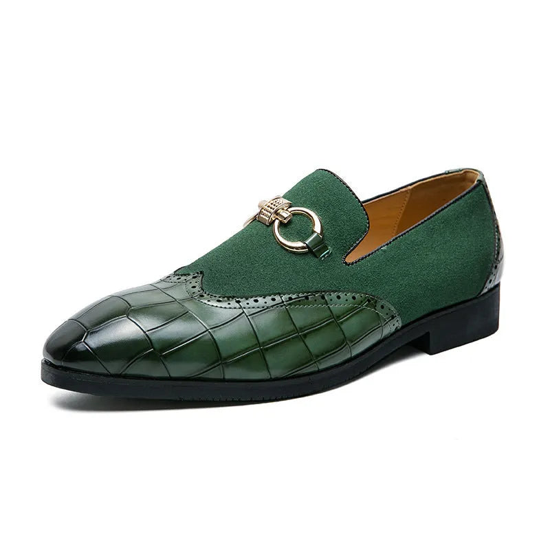 Men's Korean style business casual shoes with pointed toe design and decorative sewing lines
