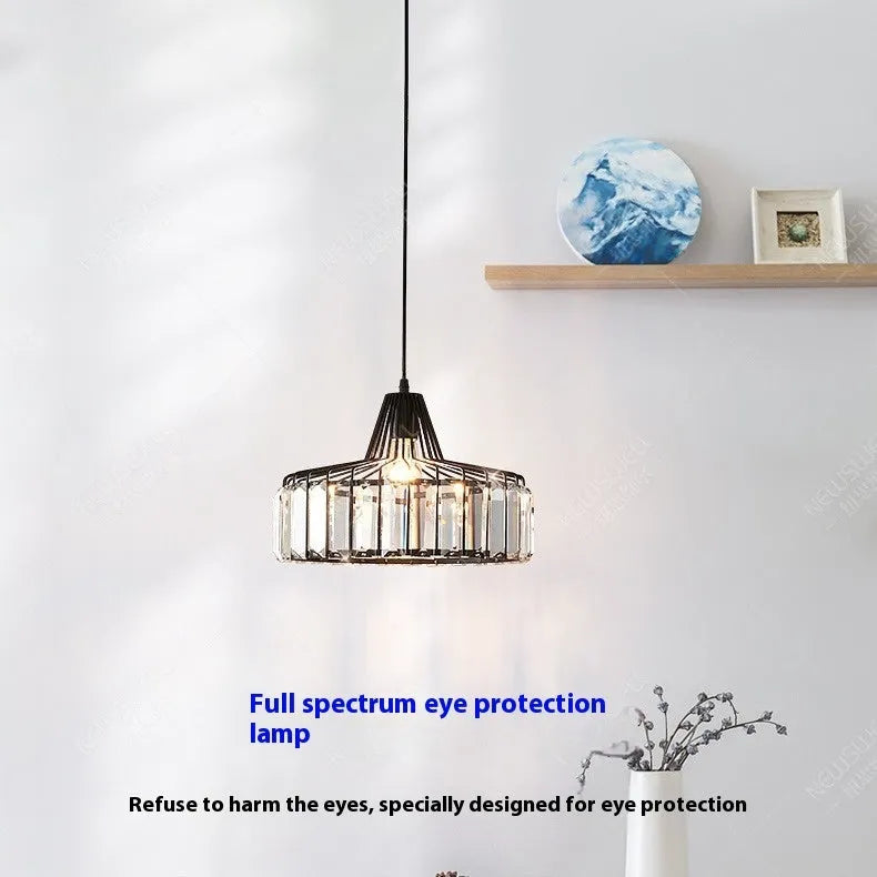 Modern crystal chandelier droplight with LED lights in black or gold finish, available in 18cm, 25cm and 32cm sizes