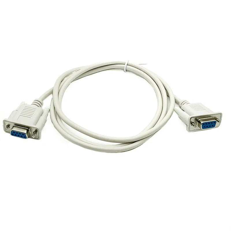 Female to female RS232 serial cable with DB9 connectors and 1.5m milky white cable
