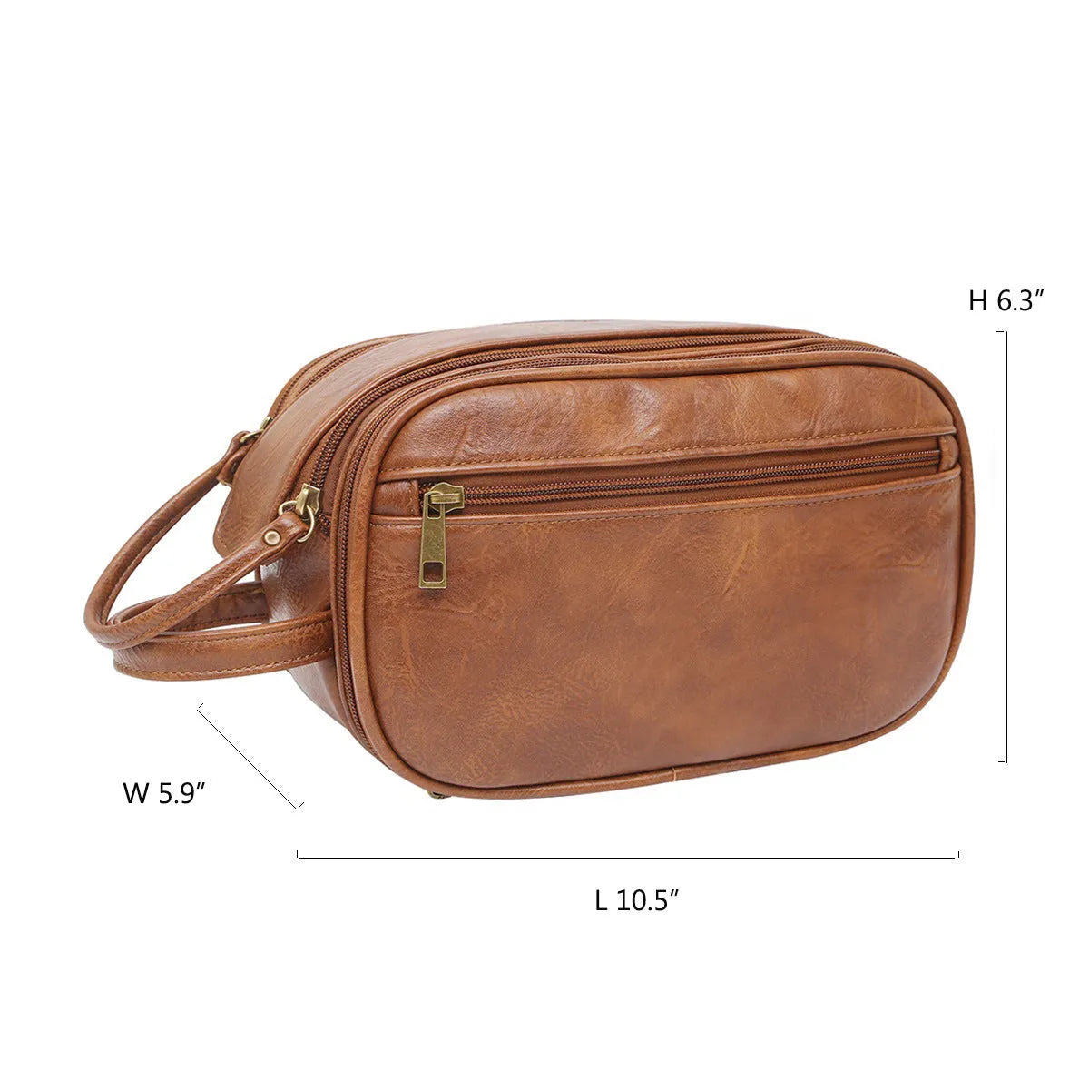 Men's black and brown Pu toiletry bag for travel storage
