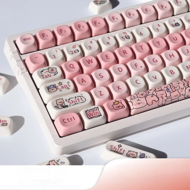 Pink Fragrant Pig anime character design on a PBT plastic keycap for mechanical keyboards.