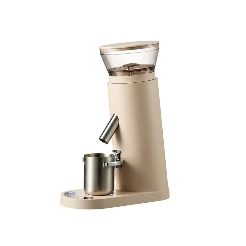 Electric coffee grinder machine with stainless steel body and 0.5L reservoir in retro beige design
