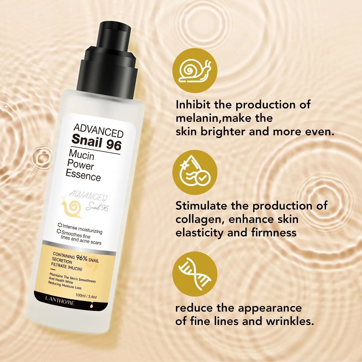 100ml bottle of snail secretion filtrate moisturising facial serum essence