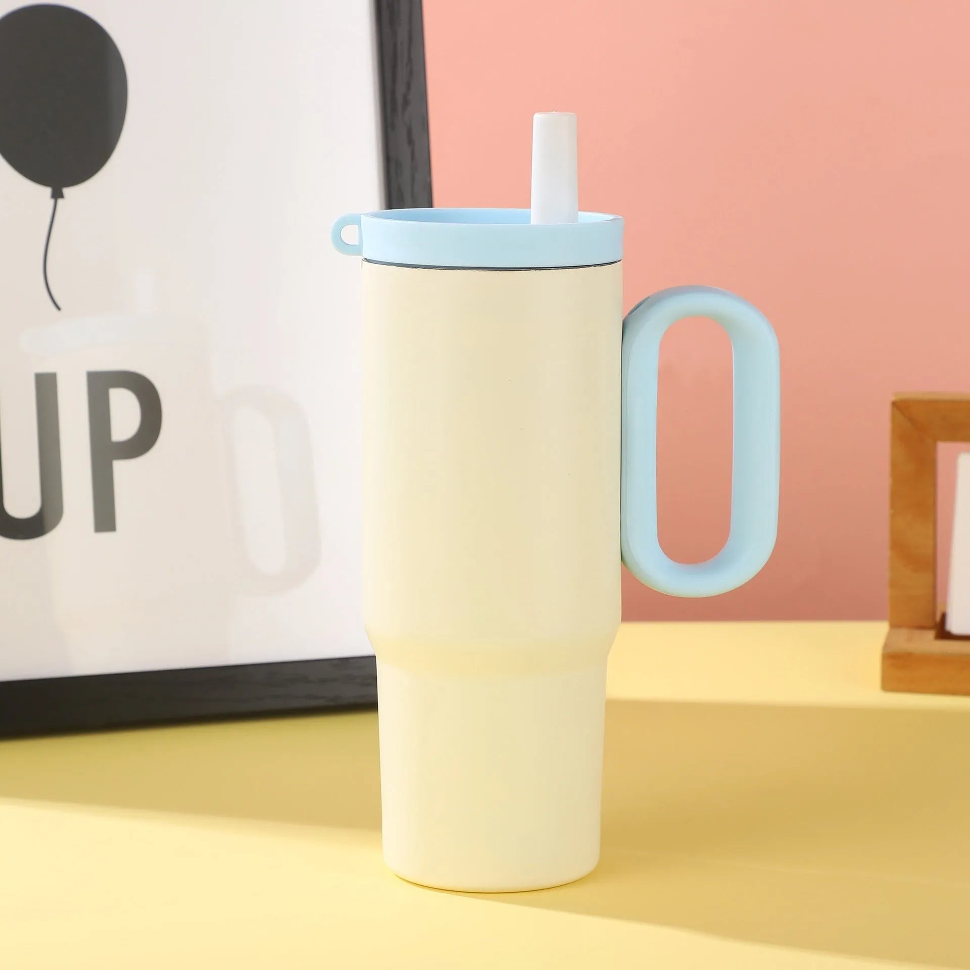 DIY Vitality 7-inch portable straw cup cooler with handle in multiple colour options